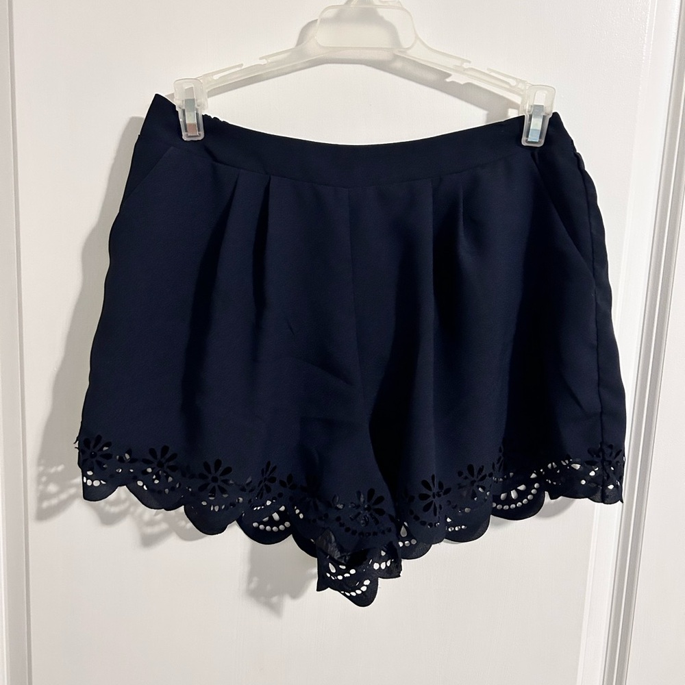 Forever 21 Navy Blue Shorts with Scalloped Hem